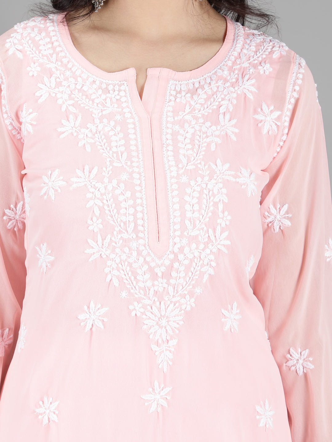 Embroidered-Pink-Lucknowi-Chikan-Kurti