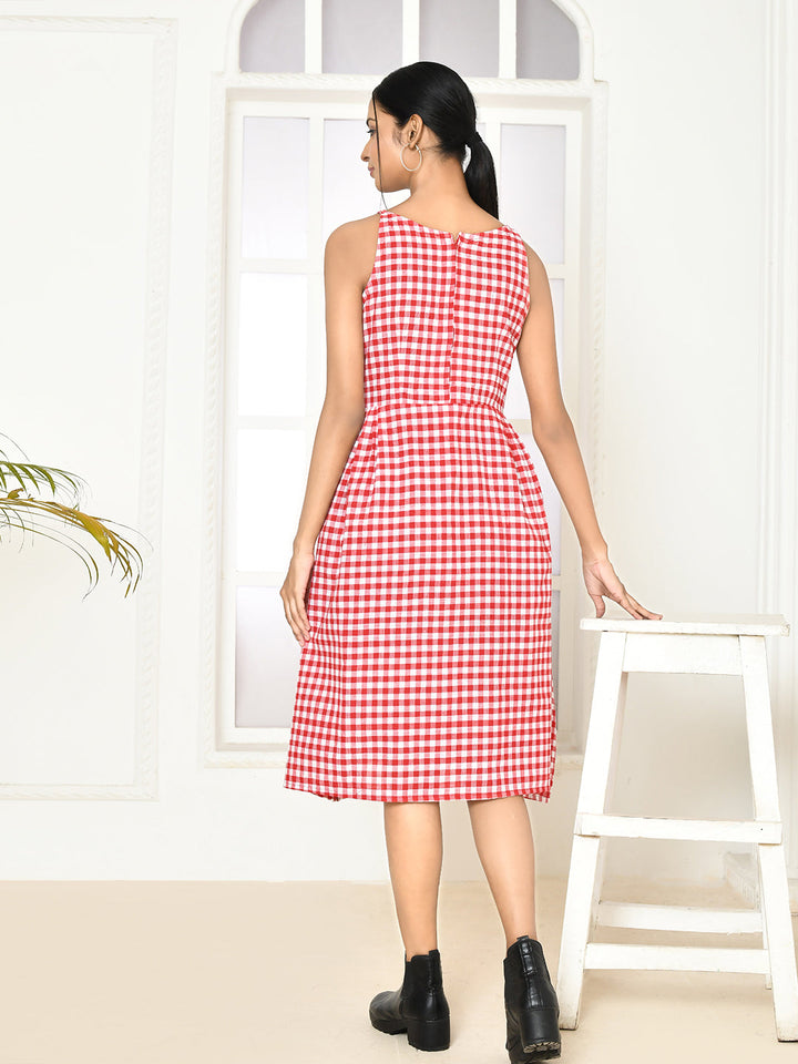 ZERESOUQ-Emera-Red-Handloom-Cotton-Deep-Halter-Dress