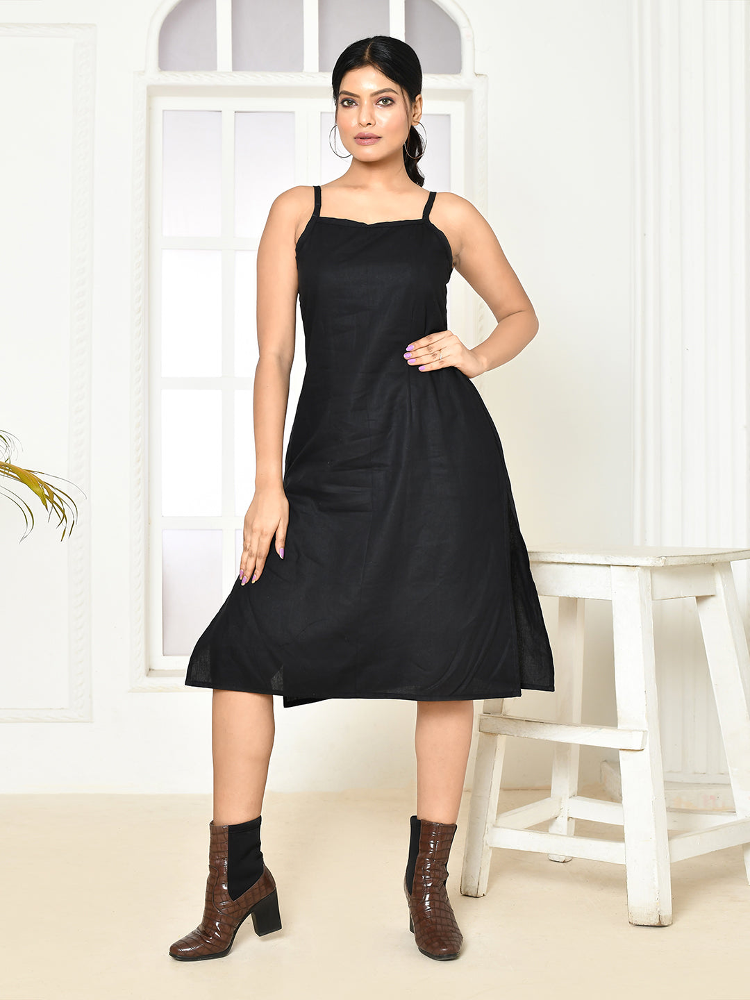 ZERESOUQ-Erica-The-Little-Black-Handloom-Cotton-Striped-Dress