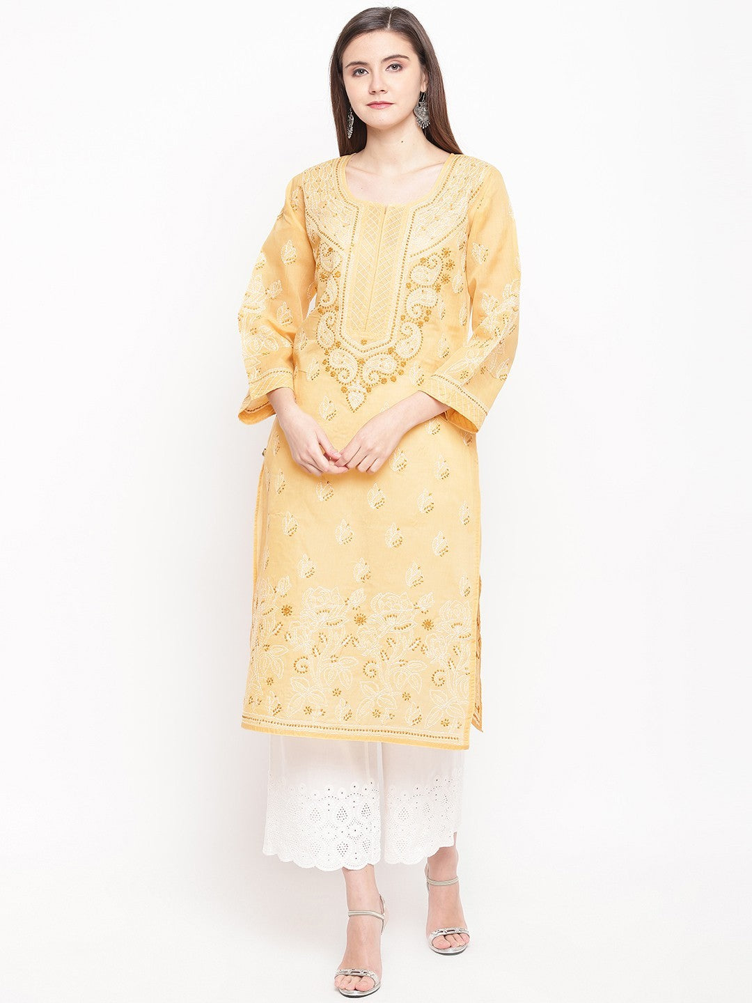 Fawn-Cotton-Lucknow-Chikan-Kurta