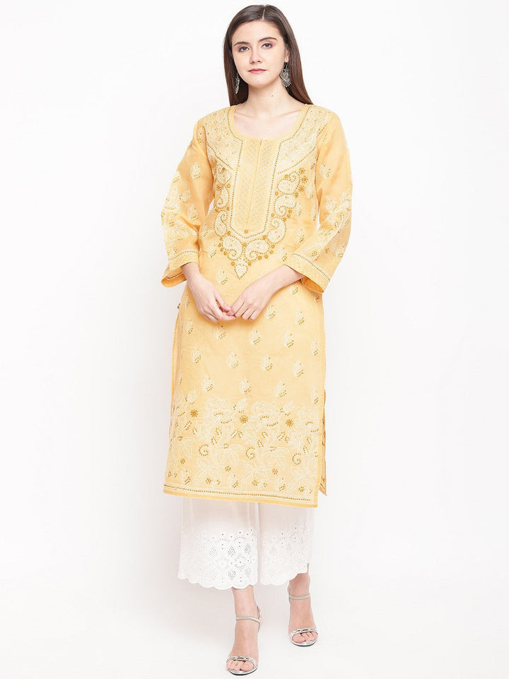 Fawn-Cotton-Lucknow-Chikan-Kurta