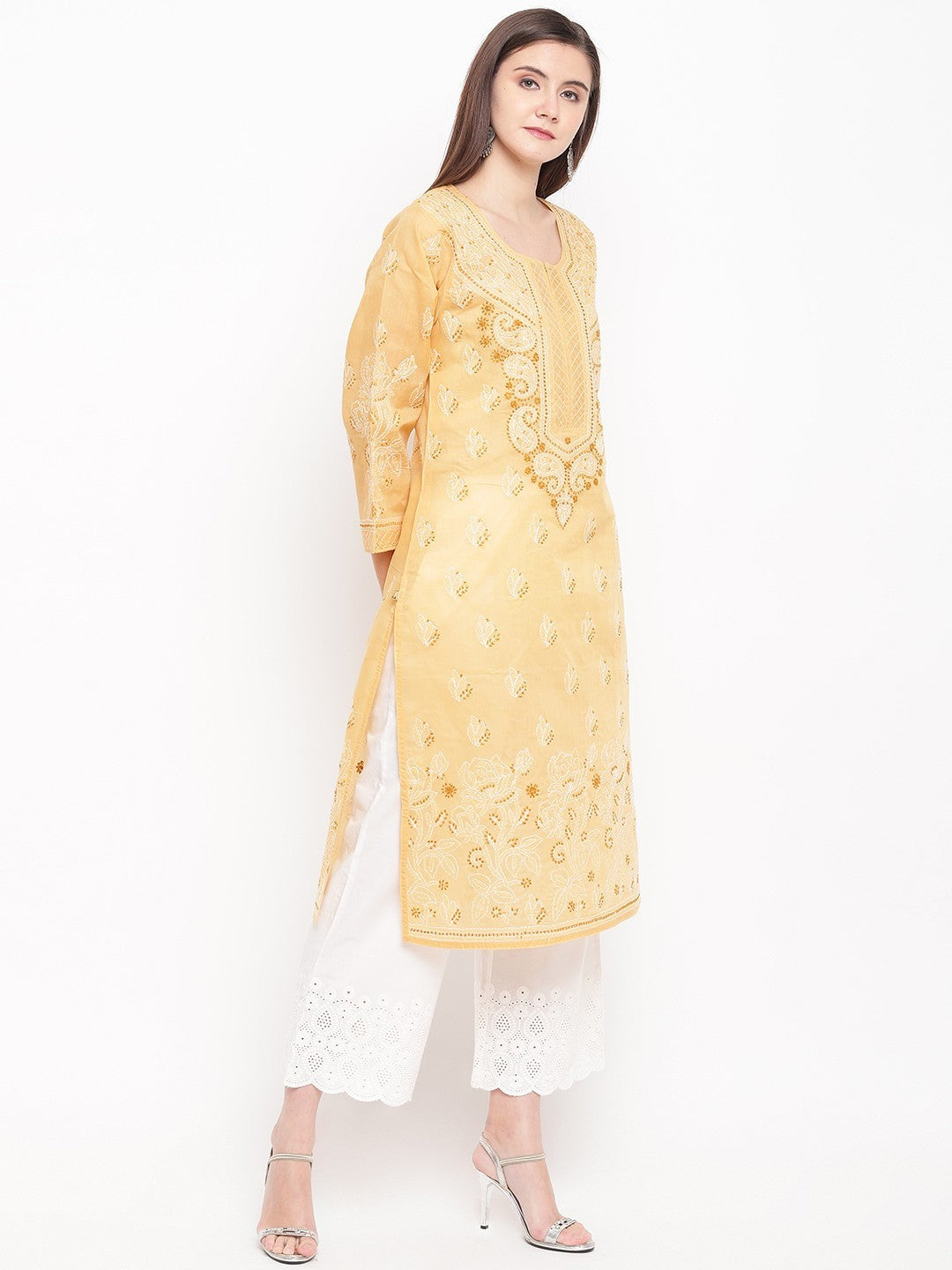 Fawn-Cotton-Lucknow-Chikan-Kurta