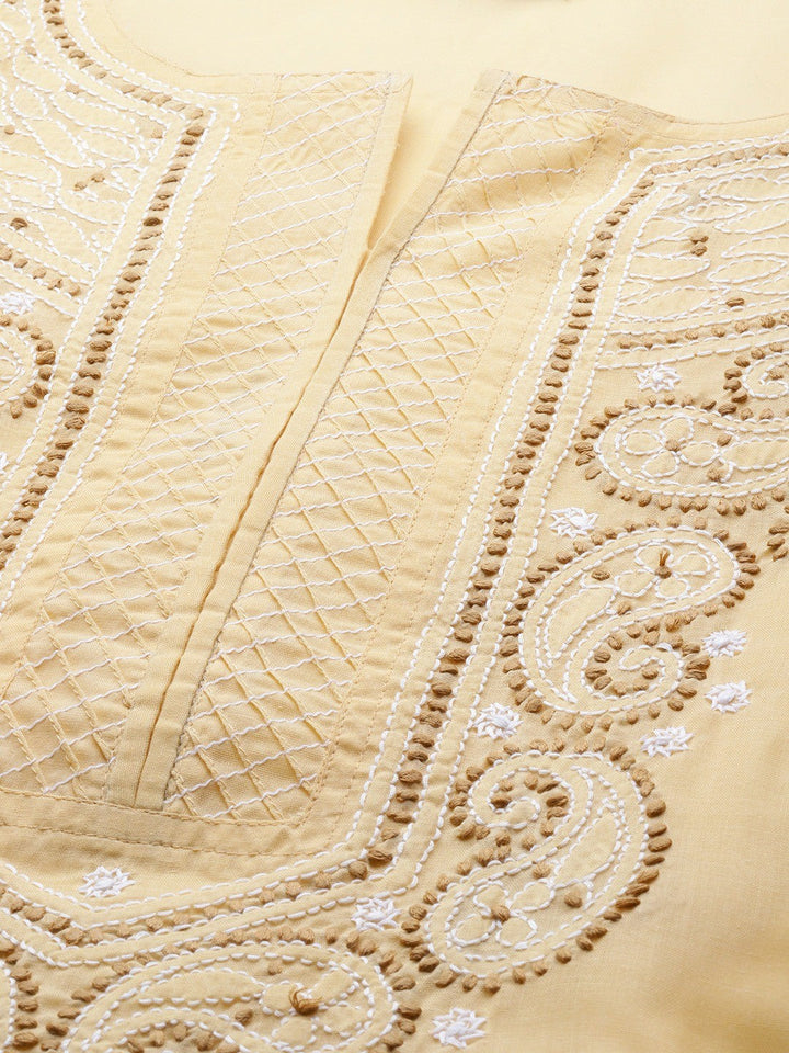Fawn-Cotton-Lucknow-Chikan-Kurta