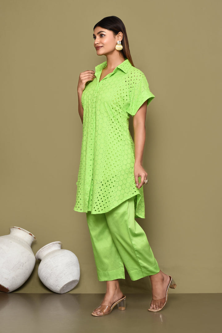 ZERESOUQ-Fluroscent-Green-Schiffli-Shirt-And-Pant-Co-Ord-Set-With-Slip