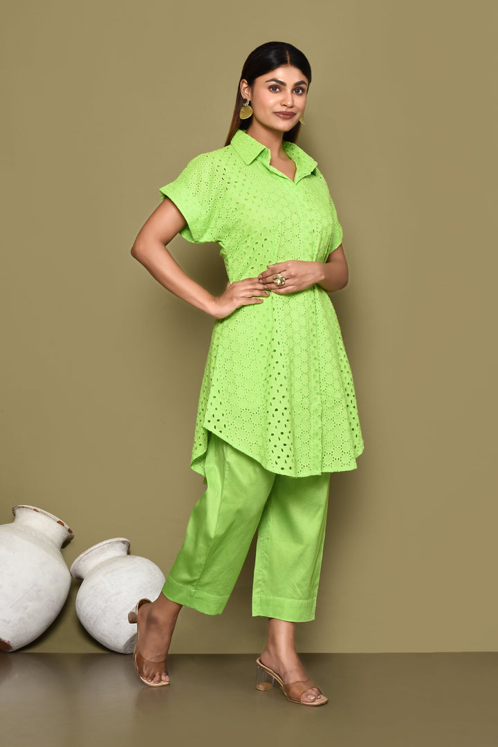 ZERESOUQ-Fluroscent-Green-Schiffli-Shirt-And-Pant-Co-Ord-Set-With-Slip