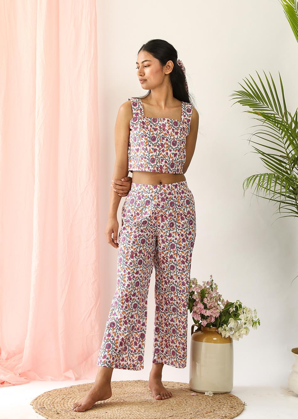 Mauve Floral Print Garland Co-Ord Set
