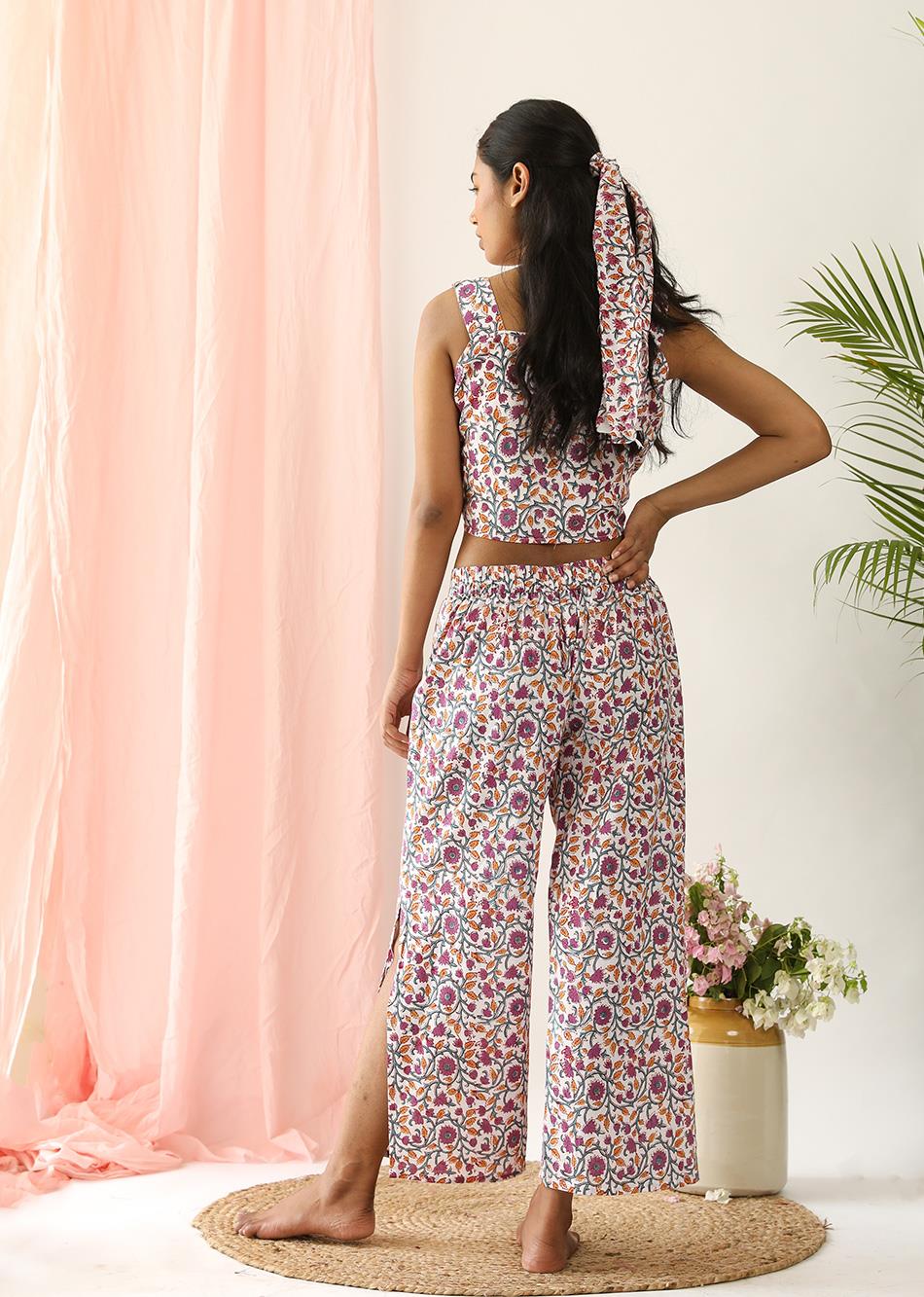 Mauve Floral Print Garland Co-Ord Set