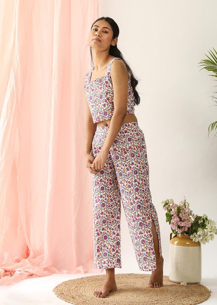 Mauve Floral Print Garland Co-Ord Set