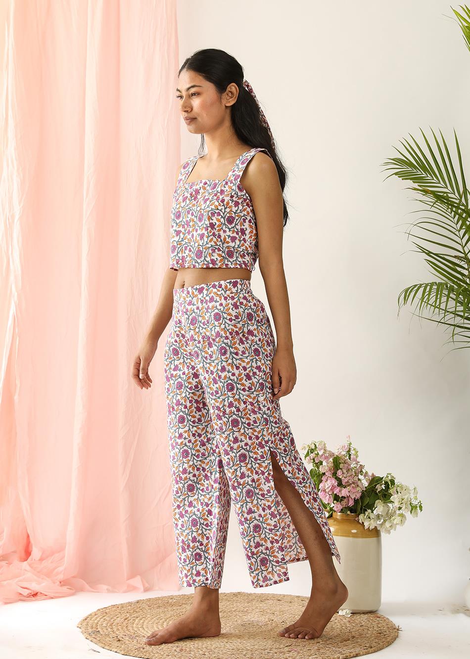 Mauve Floral Print Garland Co-Ord Set