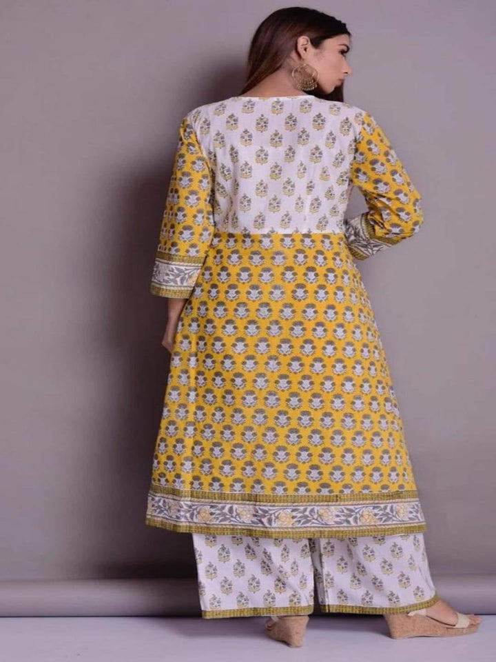 Gold Dual Front Layer Kurta & Palazzo Set
