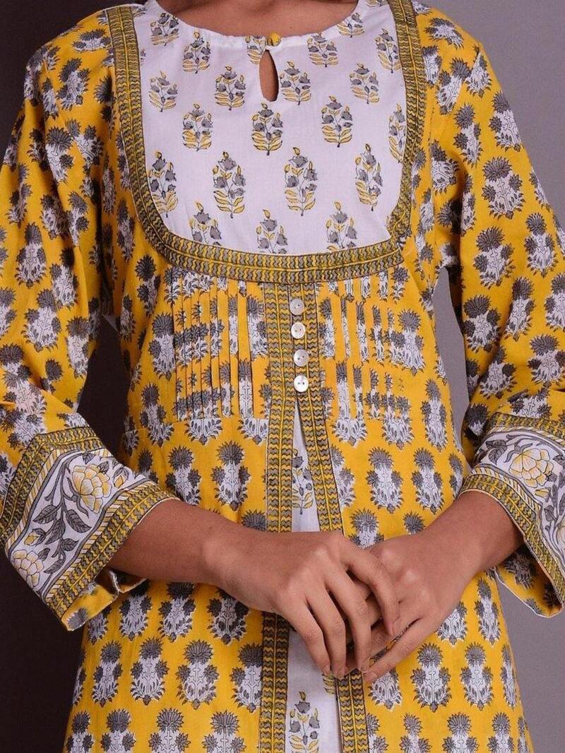 Gold Dual Front Layer Kurta & Palazzo Set