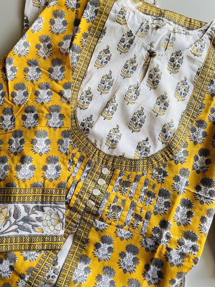 Gold Dual Front Layer Kurta & Palazzo Set