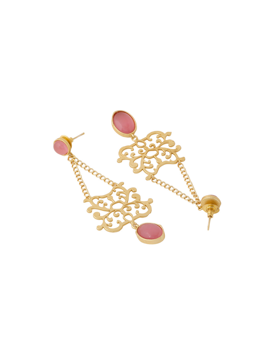 Gold-Matte Pink Latkans Earrings