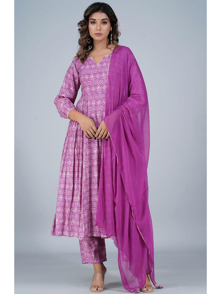 Grapewine Silk Gathered Anarkali Kurta Set