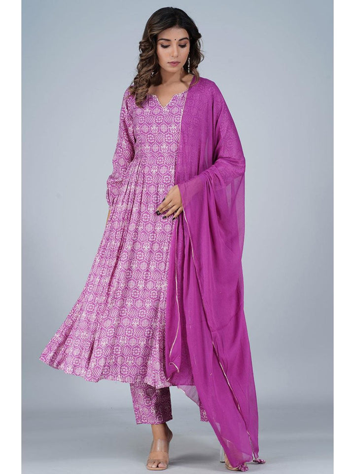Grapewine Silk Gathered Anarkali Kurta Set
