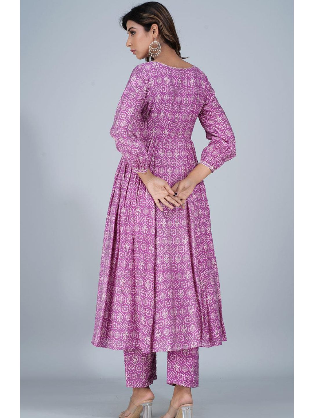 Grapewine Silk Gathered Anarkali Kurta Set