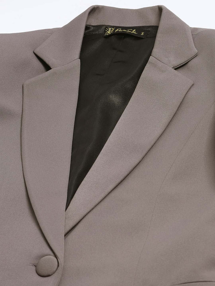 Grey Viscose Stretch Pant Suit