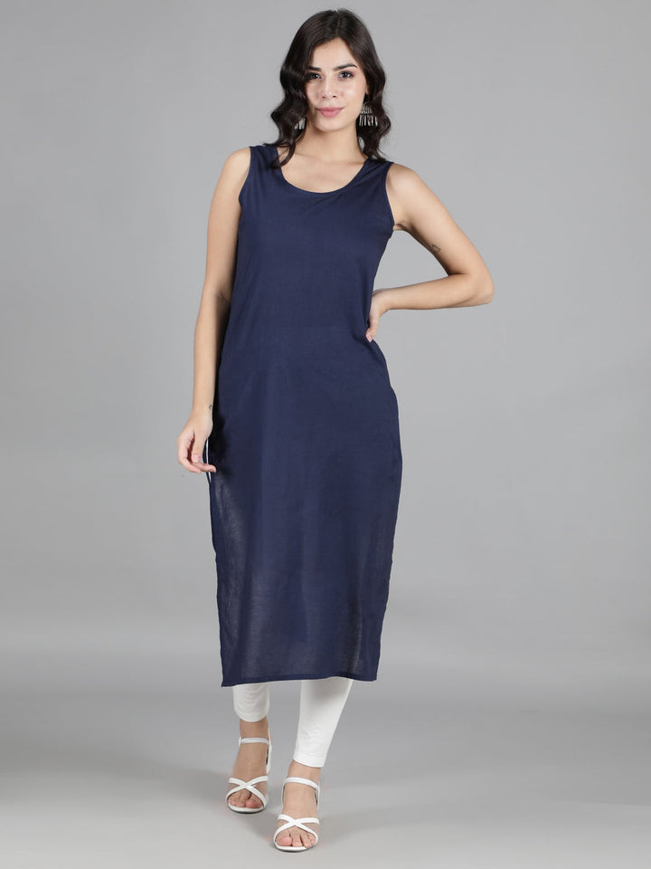 Hand-Embroidered-Navy-Blue-Chikankari-Kurta