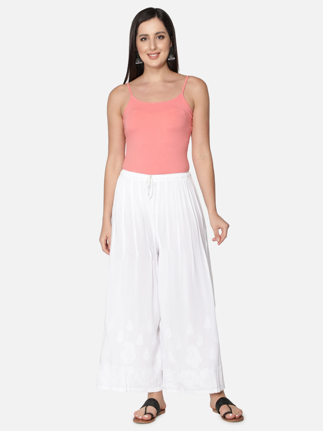 Hand-Embroidered-White-Cotton-Shararas