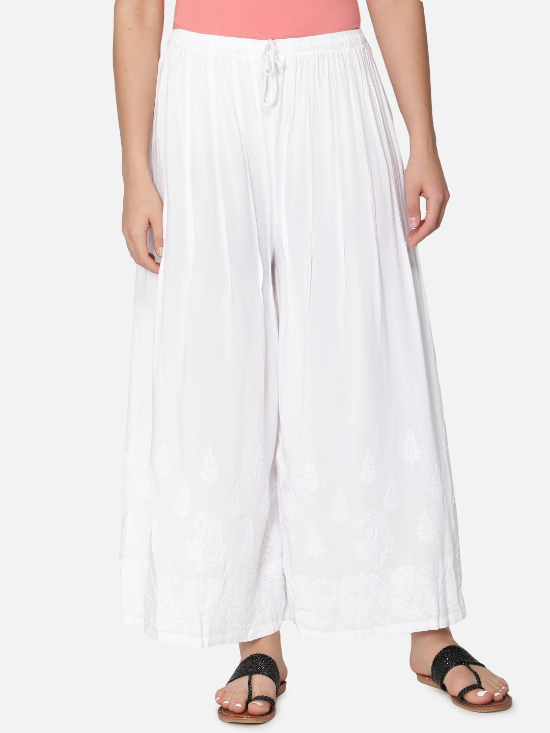 Hand-Embroidered-White-Cotton-Shararas