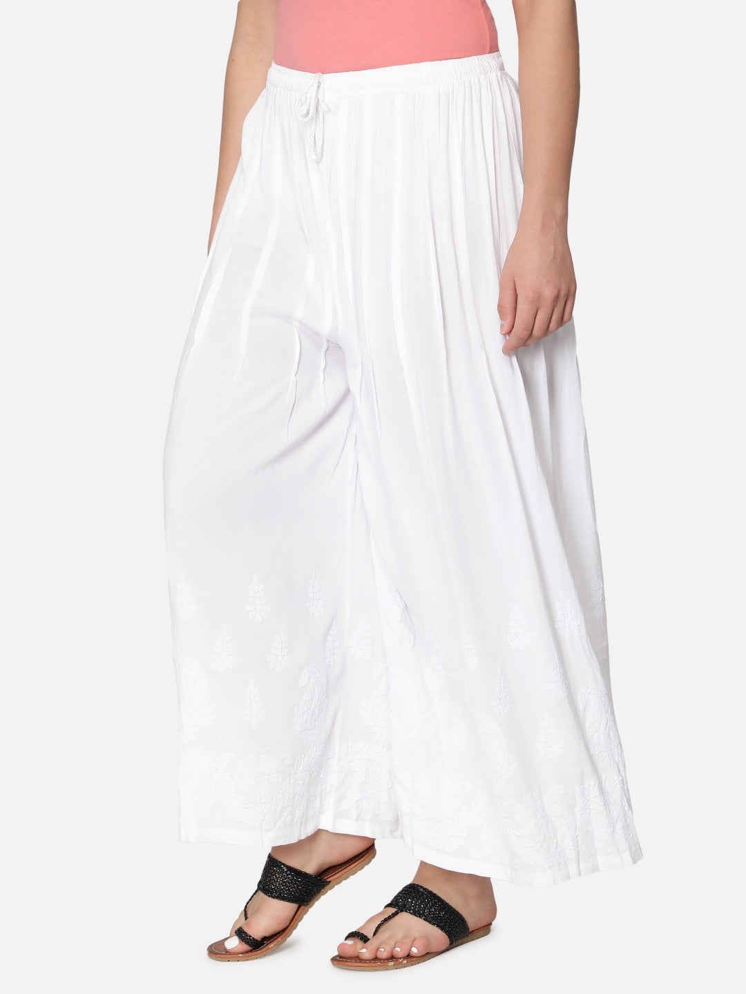 Hand-Embroidered-White-Cotton-Shararas