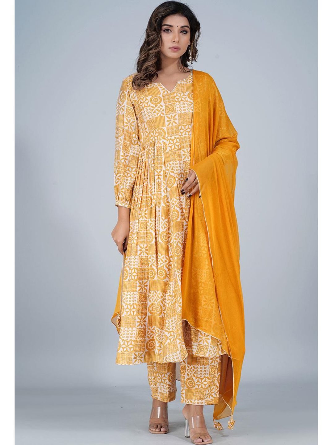 Honey Silk Gathered Anarkali 3-Piece Kurta Set