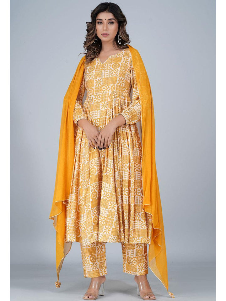 Honey Silk Gathered Anarkali 3-Piece Kurta Set