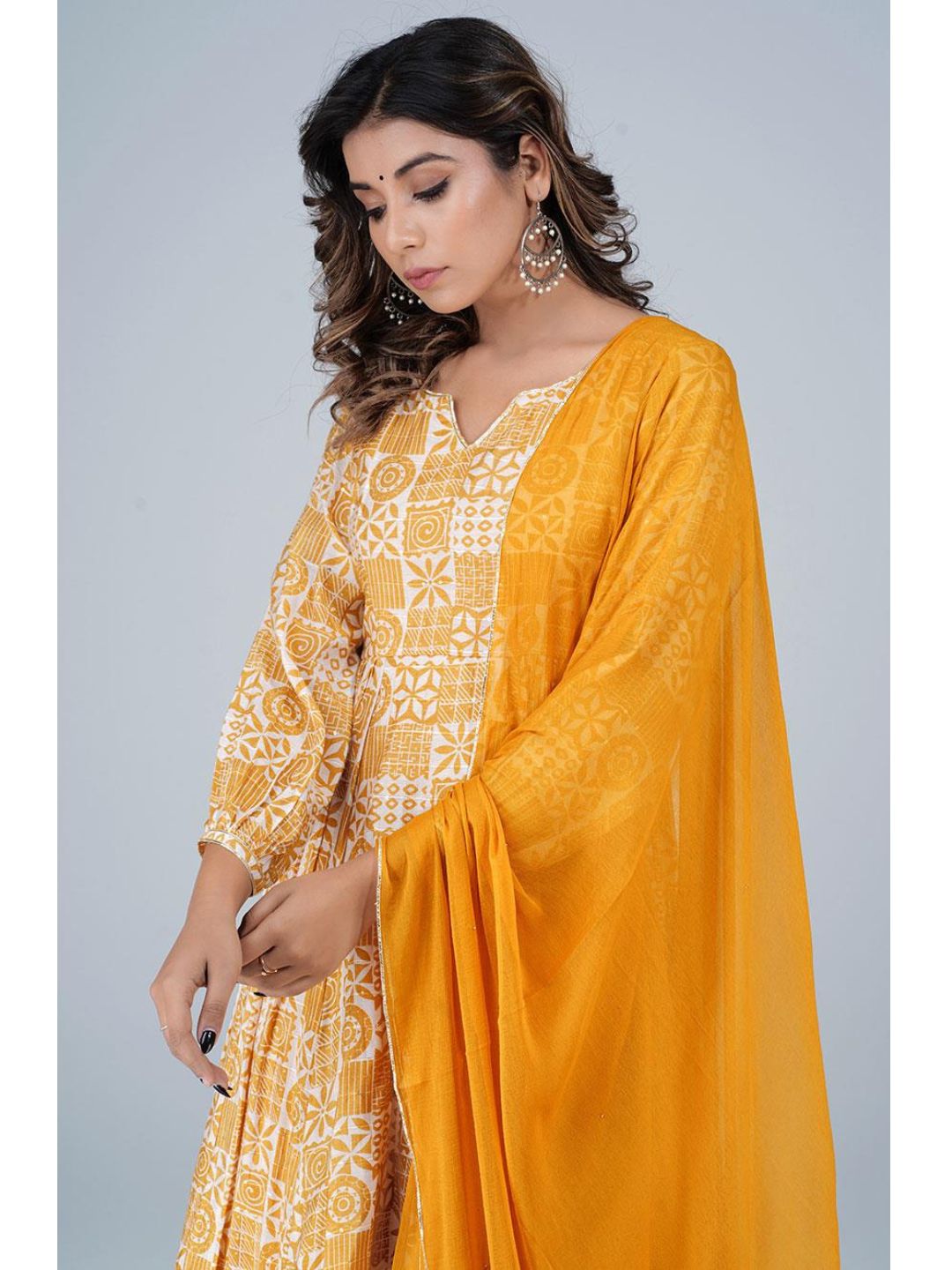 Honey Silk Gathered Anarkali 3-Piece Kurta Set