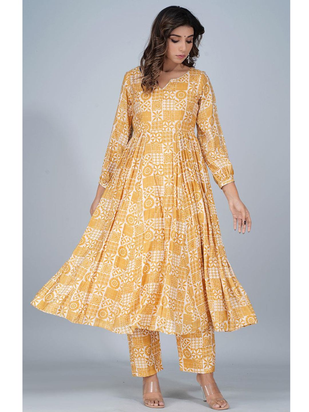 Honey Silk Gathered Anarkali 3-Piece Kurta Set