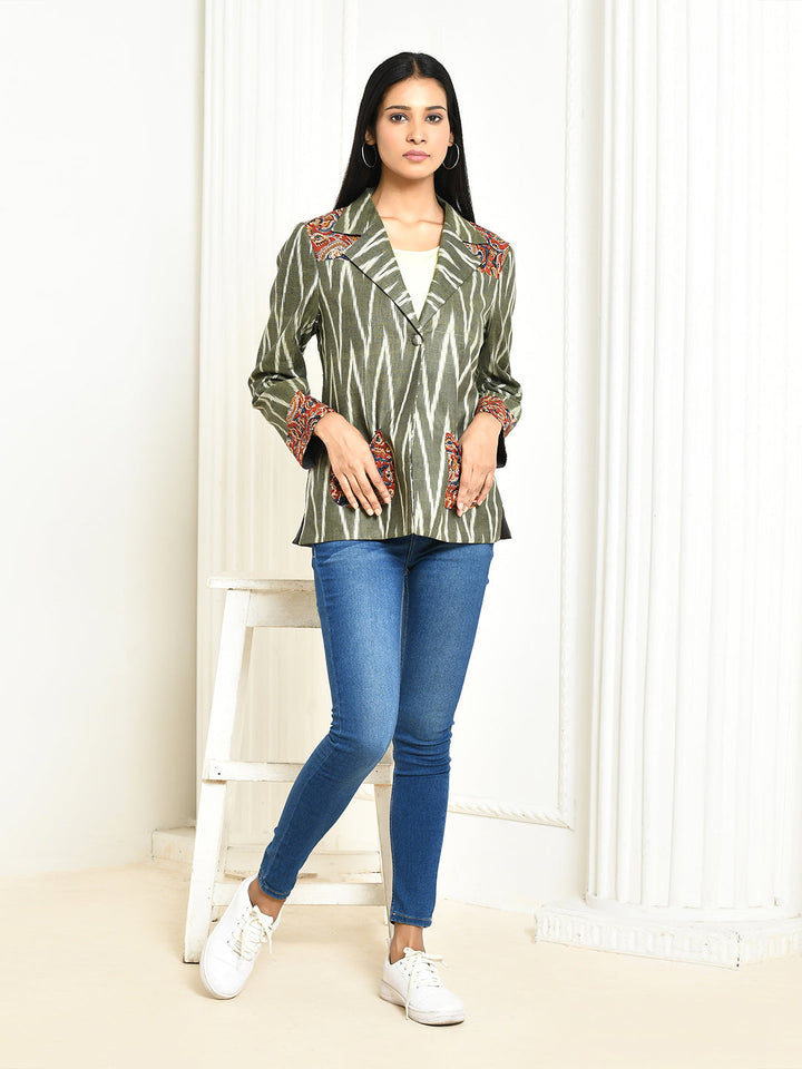 ZERESOUQ-Ira-Grey-Cotton-Ikkat-Printed-Oversized-Blazer