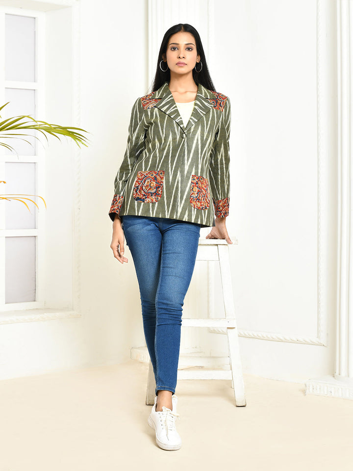 ZERESOUQ-Ira-Grey-Cotton-Ikkat-Printed-Oversized-Blazer