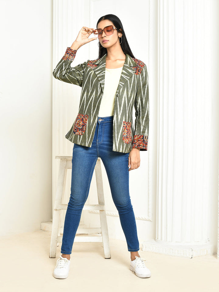 ZERESOUQ-Ira-Grey-Cotton-Ikkat-Printed-Oversized-Blazer
