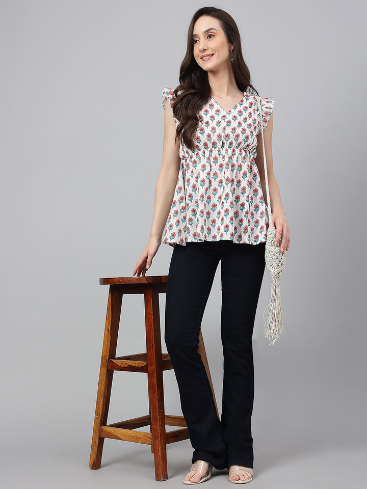 ZERESOUQ-White-Cotton-Floral-Printed-Flirty-Sleeve-Top