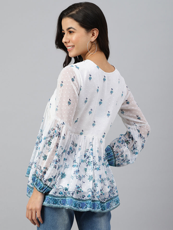 ZERESOUQ-White-Dobby-Georgette-Digital-Print-Flare-Top