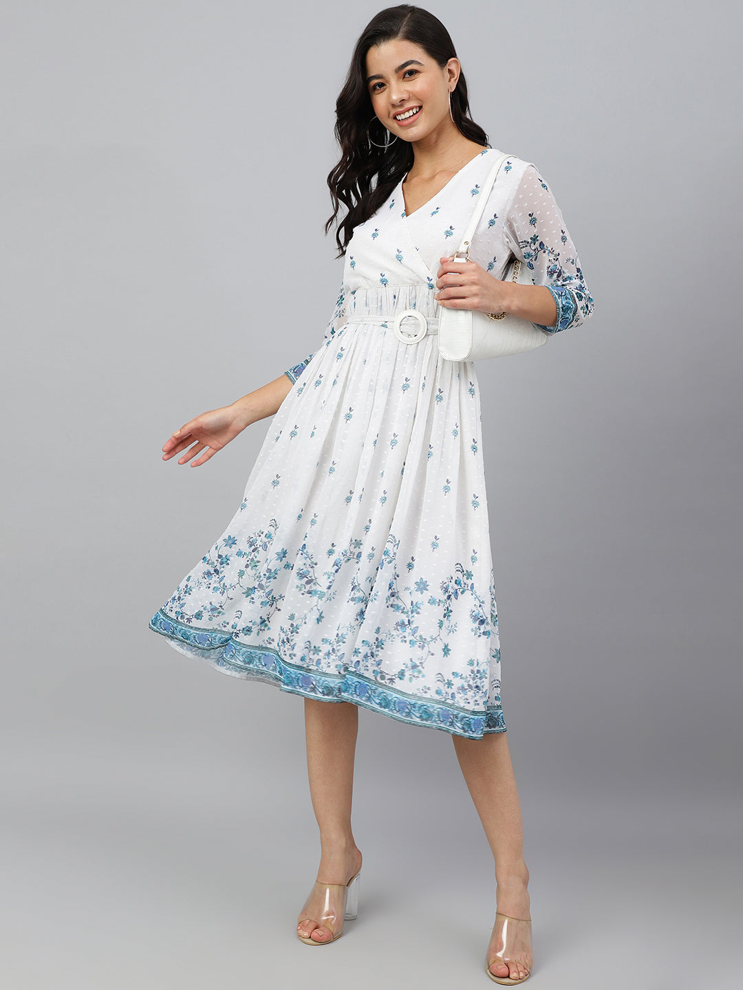 ZERESOUQ-White-Dobby-Georgette-Printed-Wrap-Dress