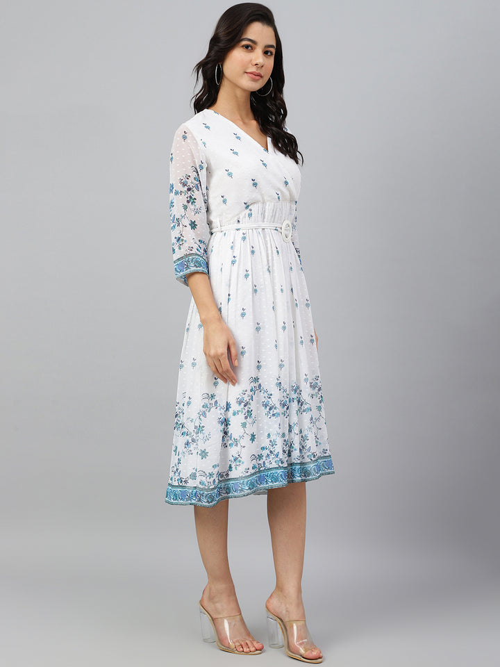 ZERESOUQ-White-Dobby-Georgette-Printed-Wrap-Dress