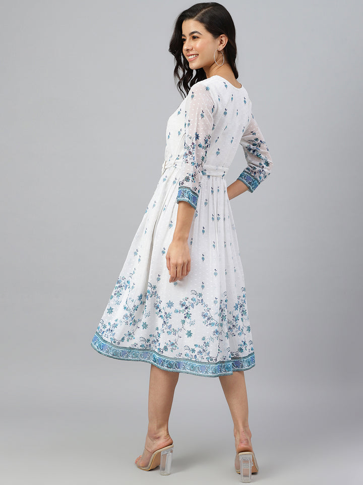 ZERESOUQ-White-Dobby-Georgette-Printed-Wrap-Dress