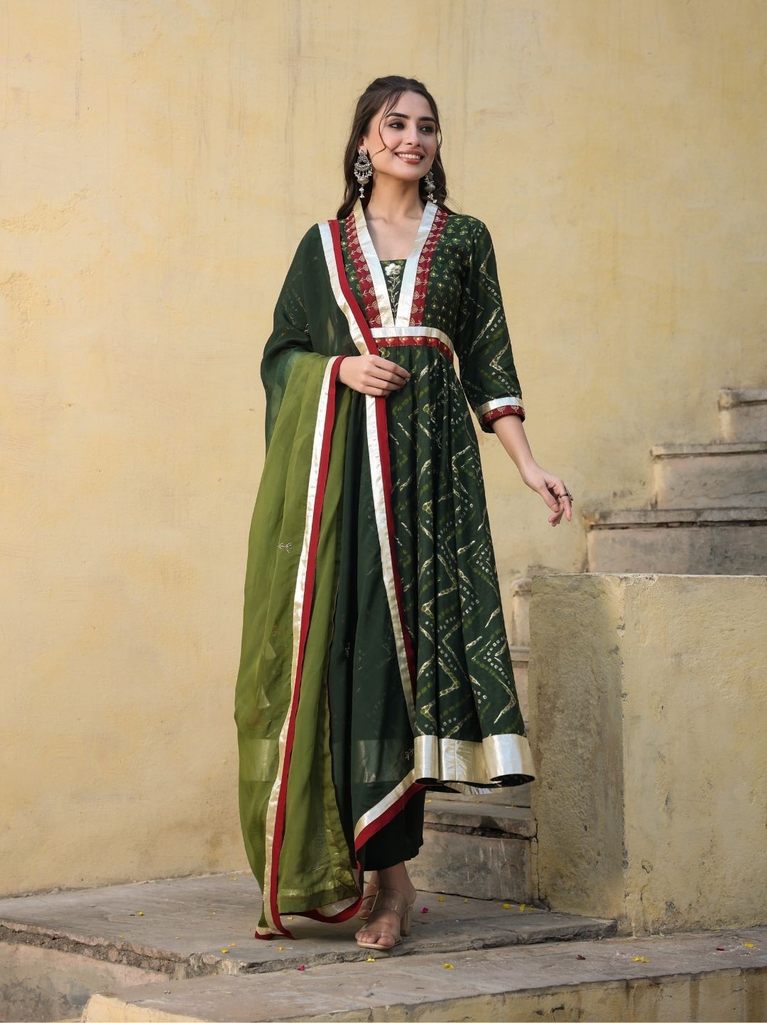 Kamangari-Moss-Green-Anarkali-Suit-&-Dupatta