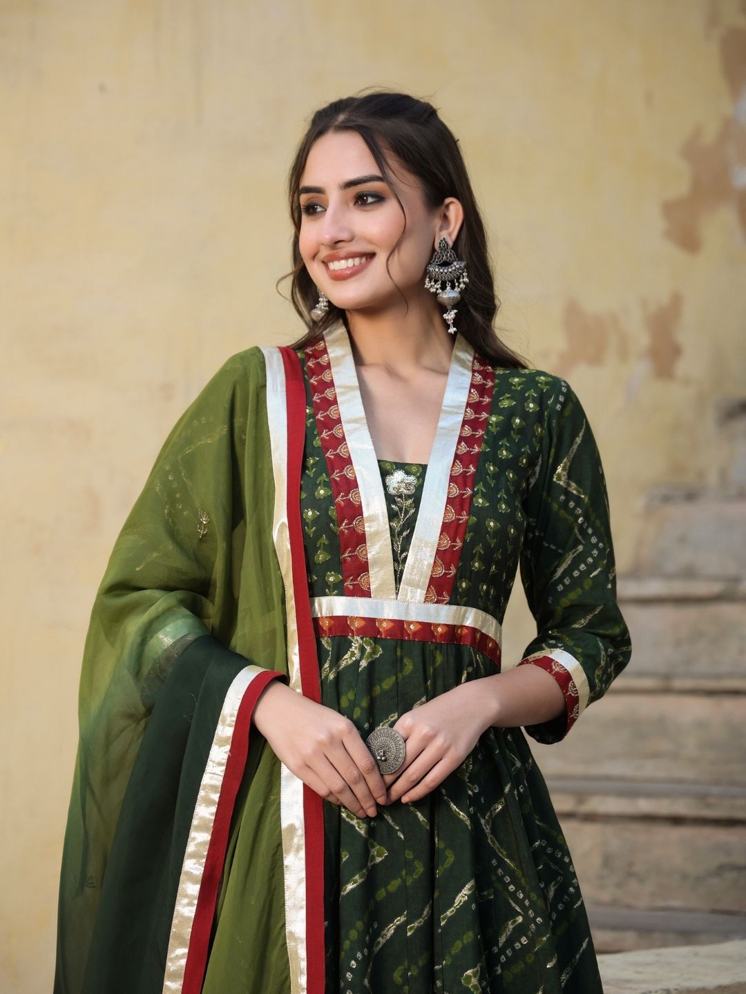 Kamangari-Moss-Green-Anarkali-Suit-&-Dupatta