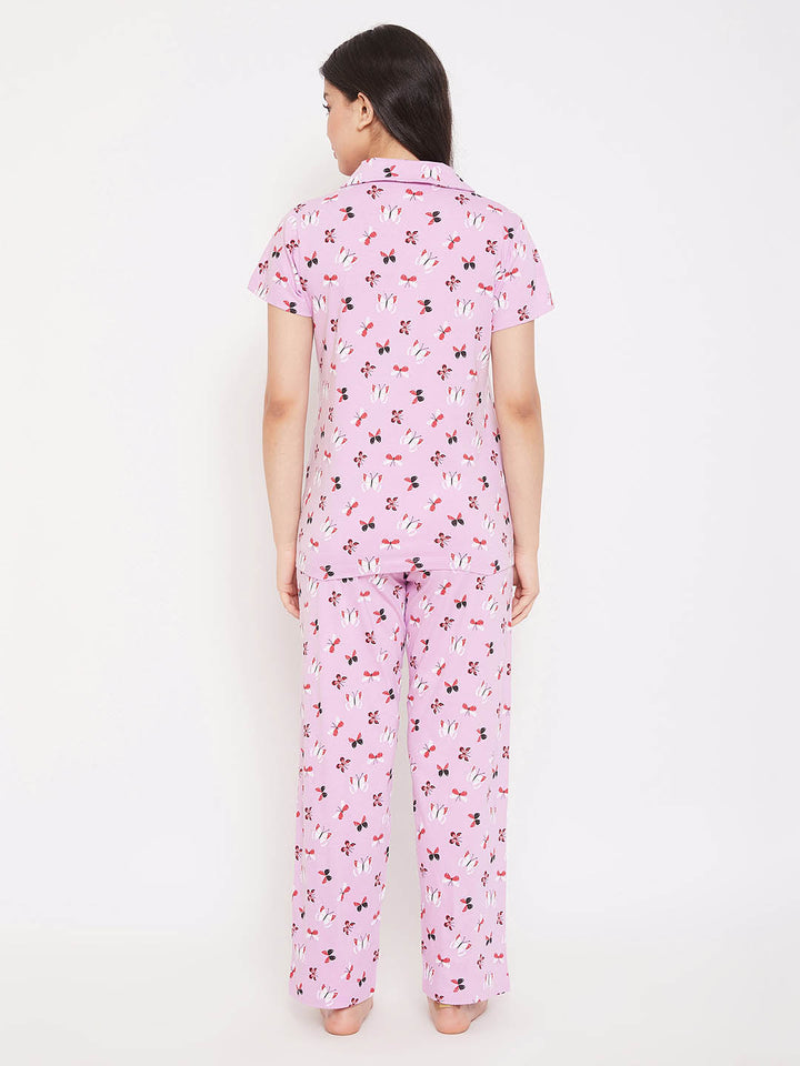 Lilac Butterfly Button Me Up Shirt & Pyjama