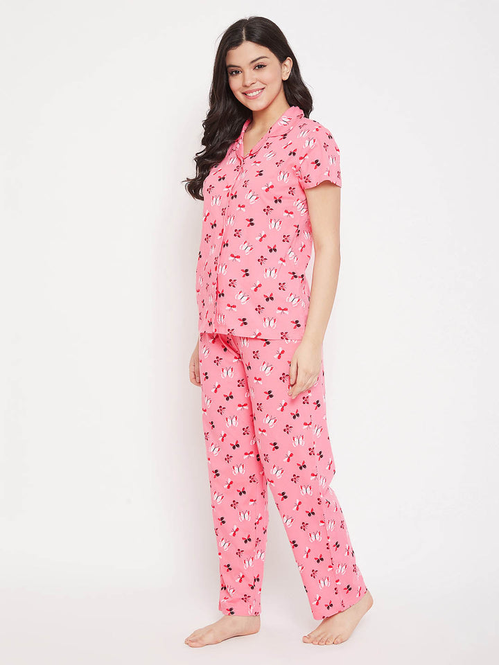 Peach Pink Butterfly Shirt & Pyjamas