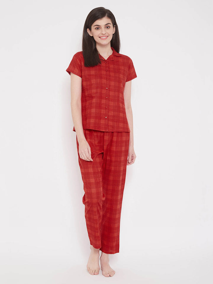 Classic Checks Shirt & Pyjama In Red