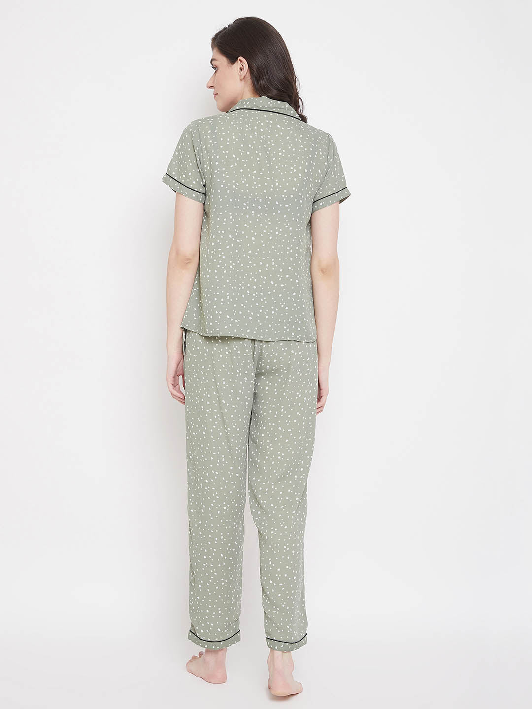 Print Me Pretty Shirt & Pyjama In Sage Green