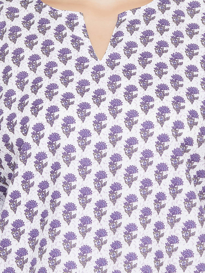 Pretty Florals Top & Pyjama In White