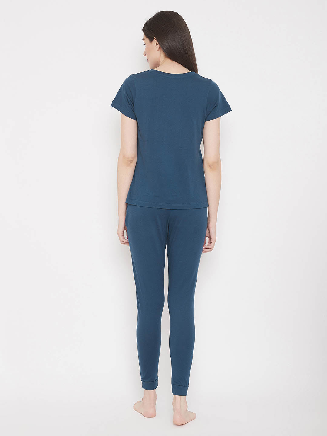 Owl Print Top & Pyjama In Navy