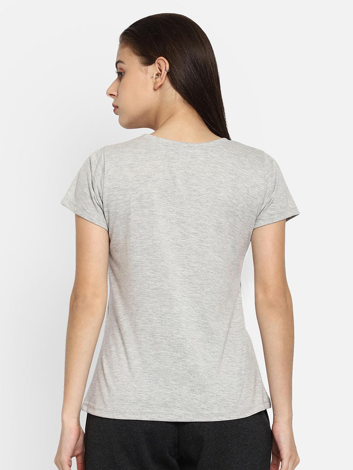 Text Print Sleep T-Shirt In Melange Grey