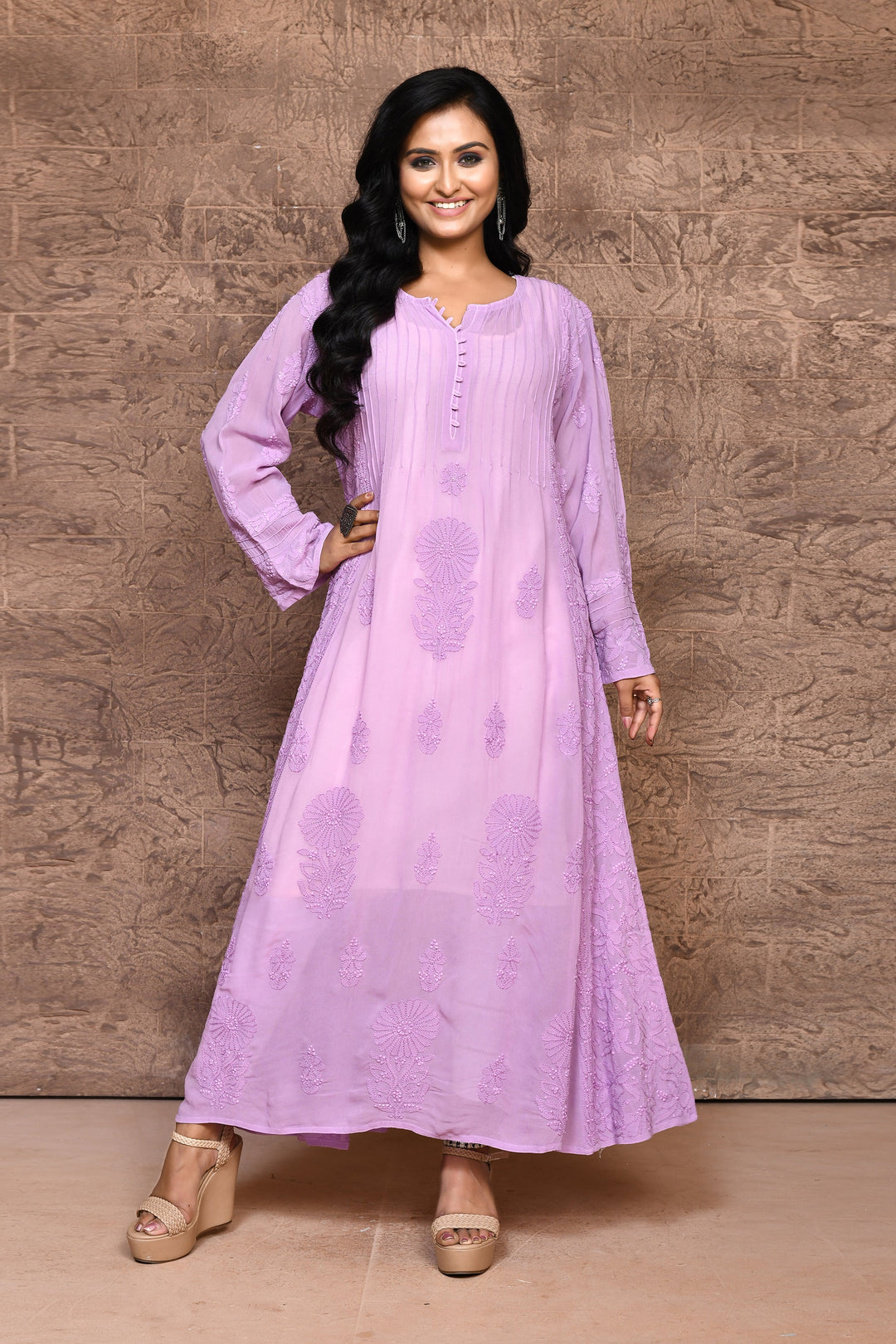 ZERESOUQ-Lavender-Georgette-Chikankari-Anarkali-Kurta-With-Slip