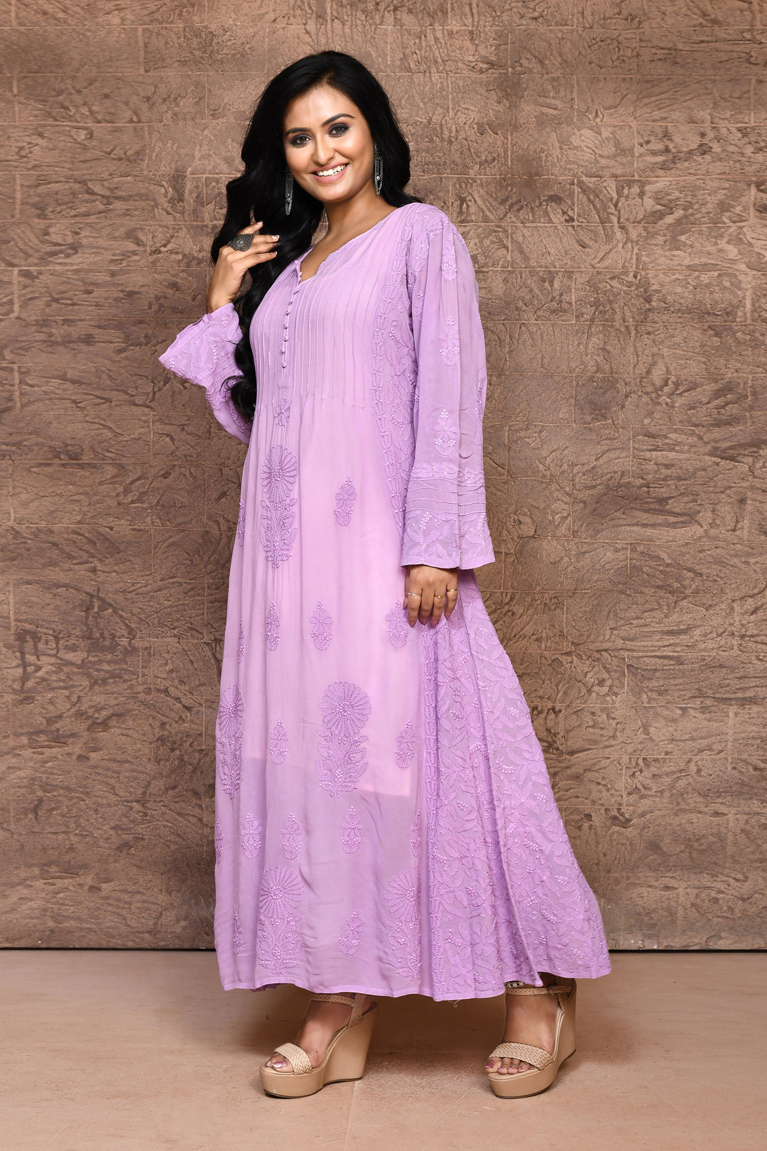 ZERESOUQ-Lavender-Georgette-Chikankari-Anarkali-Kurta-With-Slip