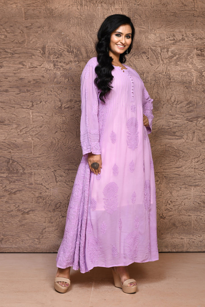ZERESOUQ-Lavender-Georgette-Chikankari-Anarkali-Kurta-With-Slip