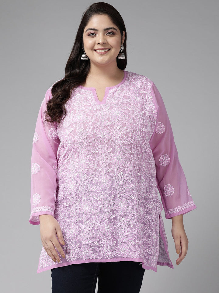 Lavender Georgette Chikankari Tunic Kurta